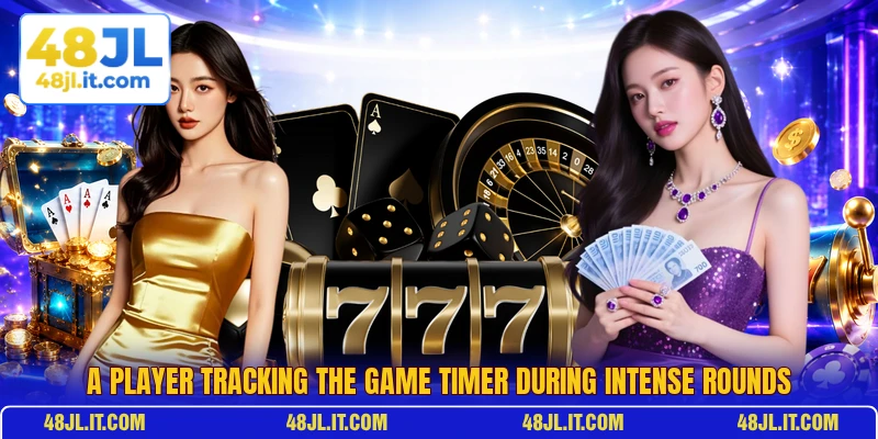 A player tracking the game timer during intense rounds