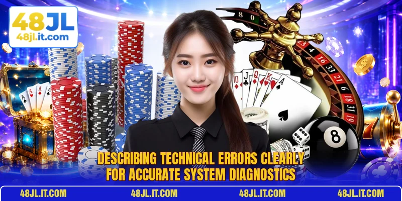 Describing technical errors clearly for accurate system diagnostics