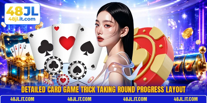 Detailed card game trick taking round progress layout