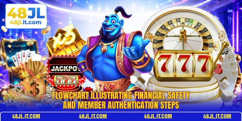 Flowchart illustrating financial safety and member authentication steps