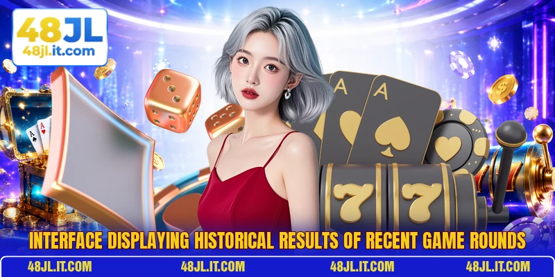 Interface displaying historical results of recent game rounds
