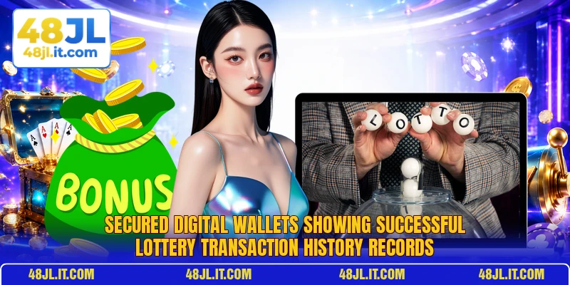 Secured digital wallets showing successful lottery transaction history records