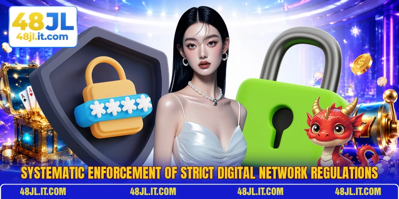 Systematic enforcement of strict digital network regulations