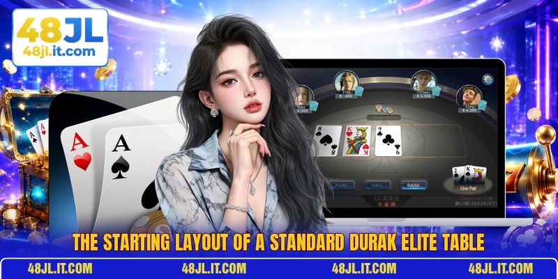The starting layout of a standard Durak Elite table