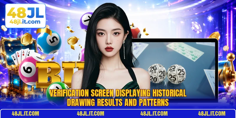 Verification screen displaying historical drawing results and patterns